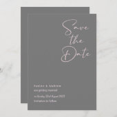 Grijze en roze save the date-kaarten trouwen kaart (Voorkant / Achterkant)