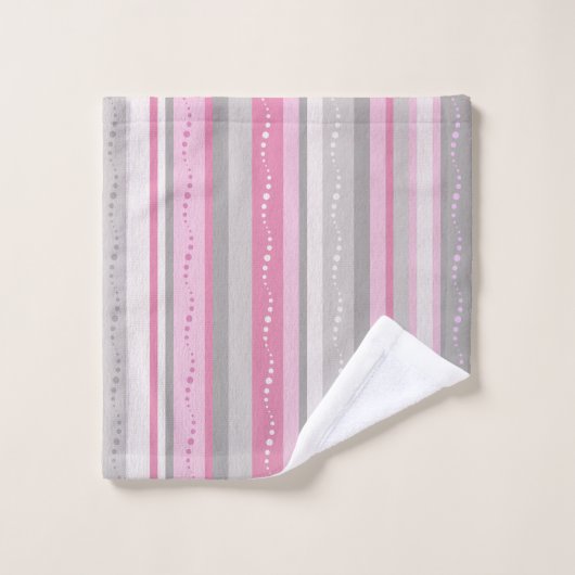 Grijze en roze strepen bad handdoek (Wasdoekje)