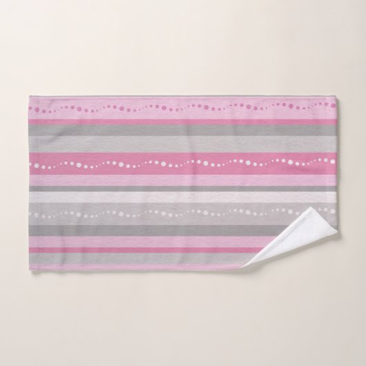 Grijze en roze strepen bad handdoek (Handdoek)