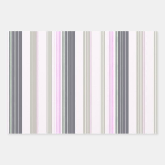 Grijze en roze verticale strepen. inpakpapier vel (Voorkant 3)