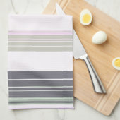 Grijze en roze verticale strepen. theedoek (Quarter Fold)