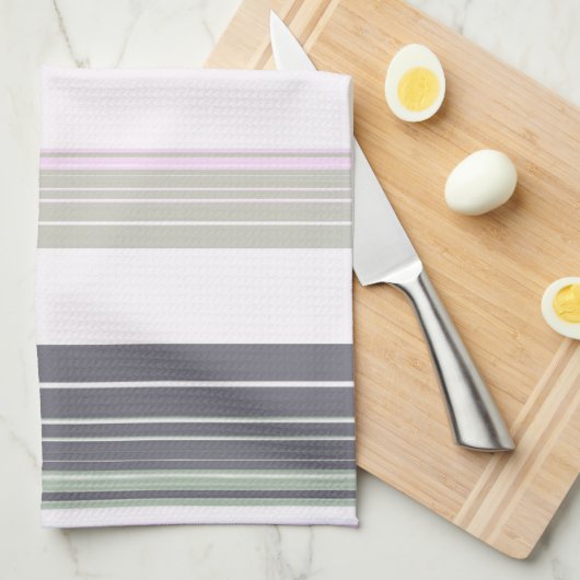 Grijze en roze verticale strepen. theedoek (Quarter Fold)