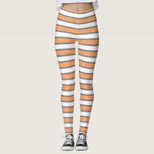 Grijze en statische Oranje strepen Leggings