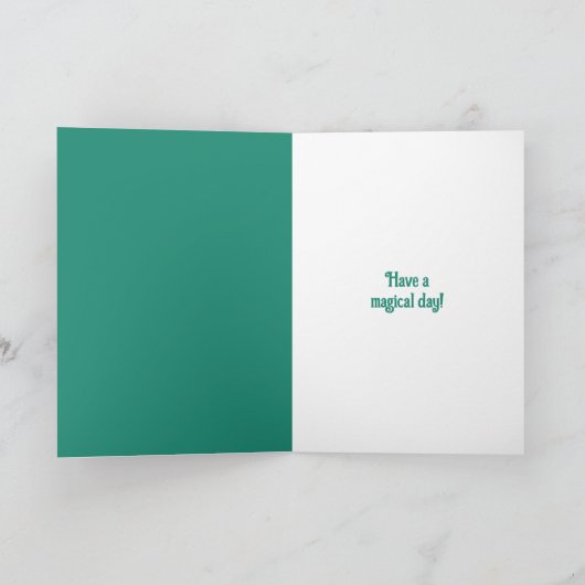 Grijze en Teal Eenhoorn Persoonlijke Verjaardag Kaart (Binnen)