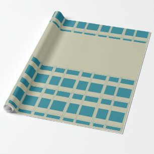Grijze en turkooisblokken cadeaupapier