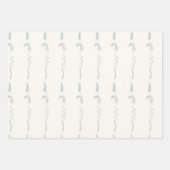 Grijze en turquoise bloemige doedels in het wit. inpakpapier vel (Voorkant 3)