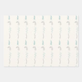 Grijze en turquoise bloemige doedels in het wit. inpakpapier vel (Voorkant 2)