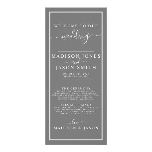 Grijze en witminimalistische weddenschappen reclamekaart (Voorkant)