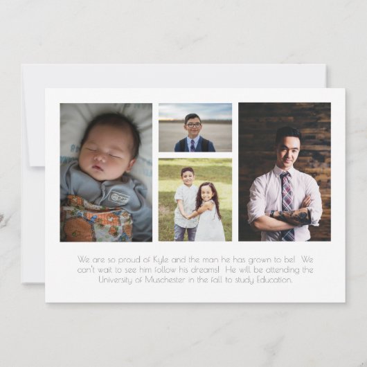 Grijze en witte Afstuderen op school Aankondiging (Achterkant)