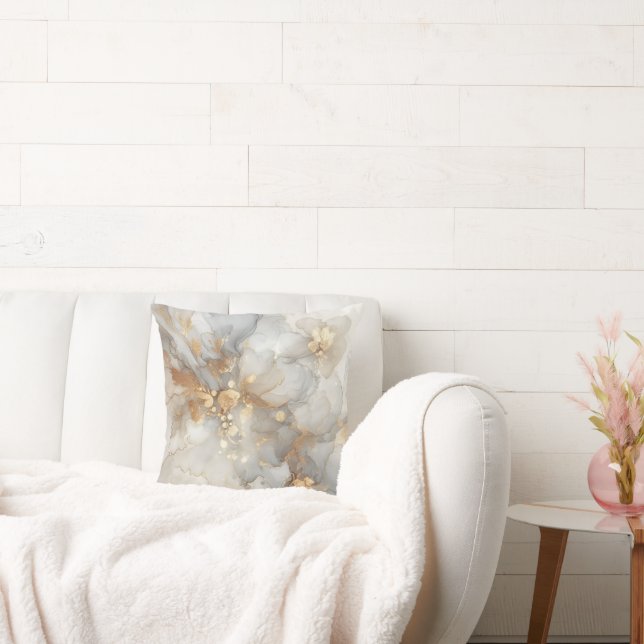 Grijze en witte alcohol inkt kussen (Bank)