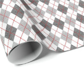 Grijze en Witte Argyle Patroon Gift Wrap Cadeaupapier (Rol Hoek)