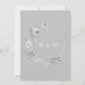 Grijze en witte bloemen. Bloemige rustieke trouw Kaart (Achterkant)