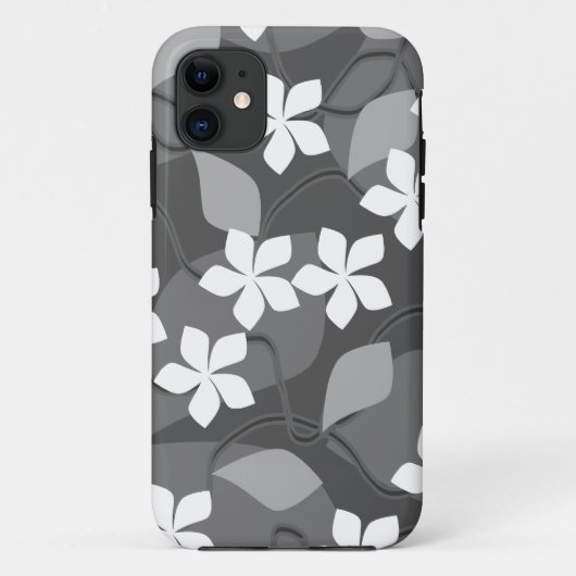 Grijze en witte bloemen. Floral Pattern. Case-Mate iPhone Case (Achterkant)