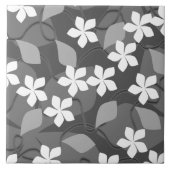 Grijze en witte bloemen. Floral Pattern. Tegeltje (Voorkant)