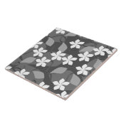 Grijze en witte bloemen. Floral Pattern. Tegeltje (Zijkant)