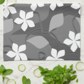 Grijze en witte bloemen. Floral Pattern. Theedoek (Gevouwen)