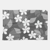 Grijze en witte bloemen. Floral Pattern. Theedoek (Horizontaal)
