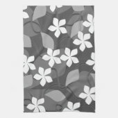 Grijze en witte bloemen. Floral Pattern. Theedoek (Verticaal)
