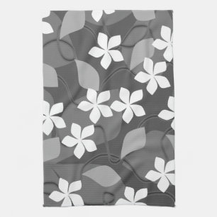 Grijze en witte bloemen. Floral Pattern. Theedoek