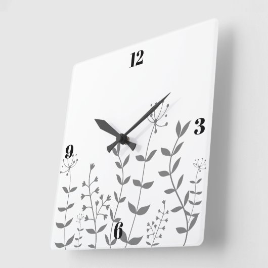 Grijze en witte bloemen vierkante klok (Hoek)