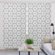 Grijze en Witte Bloemvormen Geometrisch Patroon