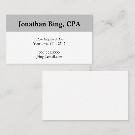 Grijze en witte boekhouder Financiën Visitekaartje (Voorkant / Achterkant)