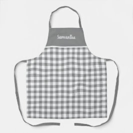 Grijze en witte buffelplaat cheque op maat schort