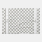 Grijze en witte buffels Drie Initialen monogram Theedoek (Horizontaal)