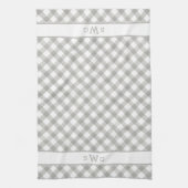 Grijze en witte buffels Drie Initialen monogram Theedoek (Verticaal)