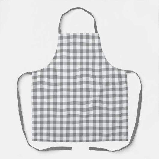 Grijze en witte buffels met gingham Check Patroon Schort (Voorkant)