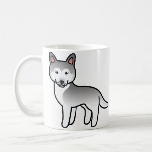 Grijze En Witte Cartoon Siberische Husky Hond Koffiemok