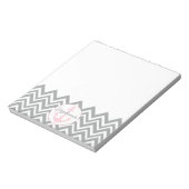 Grijze en witte Chevron met Pastel Roze Nautical Notitieblok (Linkerzijde)