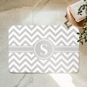 Grijze en witte Chevron-monogram Badmat