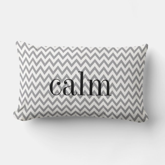 Grijze en witte Chevron Reversible Emotion Pillow Kussen (Voorkant)