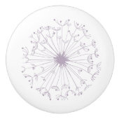 Grijze en witte dandelion keramische knop (Voorkant)