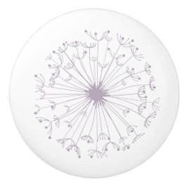 Grijze en witte dandelion keramische knop