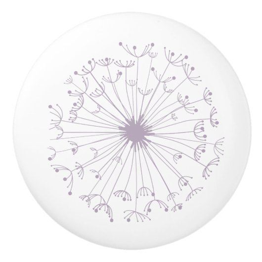 Grijze en witte dandelion keramische knop (Voorkant)