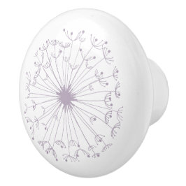 Grijze en witte dandelion keramische knop