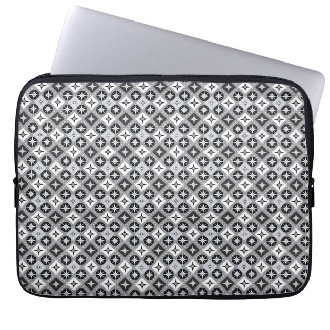 Grijze en witte design laptop sleeve (Voorkant)