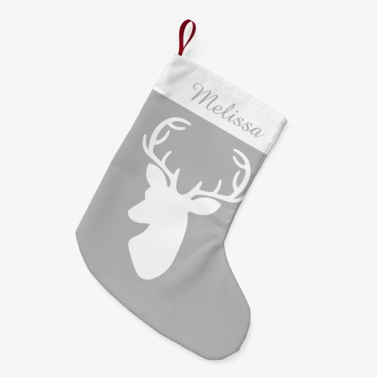 Grijze en witte Duivel kop met aangepaste naam Kleine Kerstsok (Voorkant (Hangend))