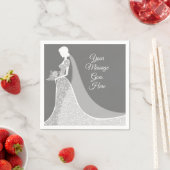 Grijze en witte elegante kanten jurk bruidsbeurtsc servet (Insitu)