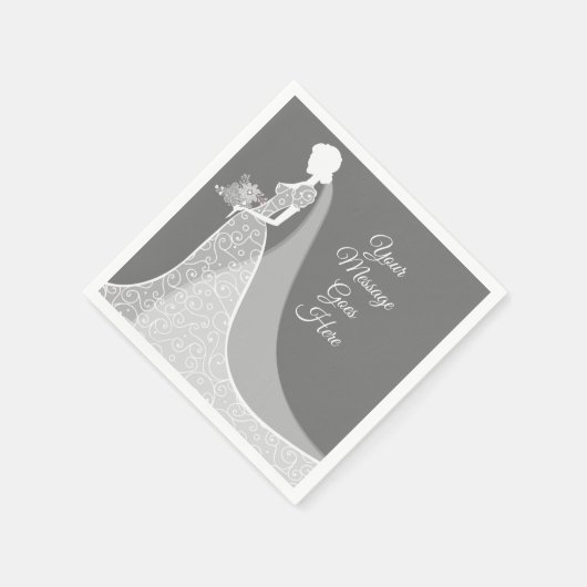 Grijze en witte elegante kanten jurk bruidsbeurtsc servet (Hoek)