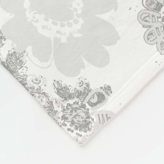 Grijze en witte Floral Monogram Fantasy Fleece (Hoek)