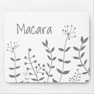 Grijze en witte Floral Muismat