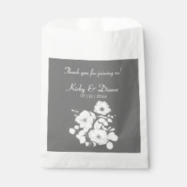 grijze en witte Floral Wedding Favor Bag Bedankzakje