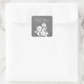  grijze en witte Floral Wedding Square Stick Vierkante Sticker (Tas)