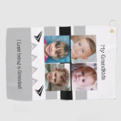 Grijze en witte foto's van kleinkinderen golfhanddoek (Horizontaal)