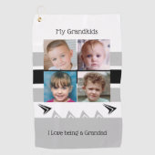 Grijze en witte foto's van kleinkinderen golfhanddoek (Voorkant)