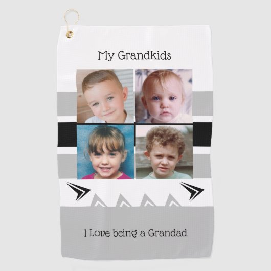 Grijze en witte foto's van kleinkinderen golfhanddoek (Voorkant)