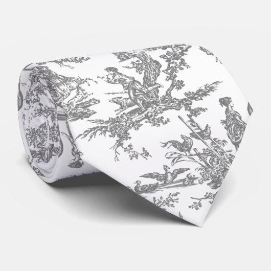 Grijze en witte Franse Stropdas (Opgerold)